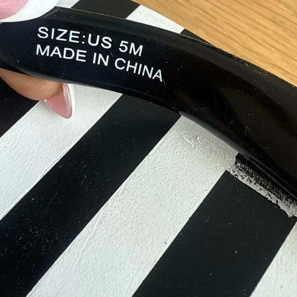 Kate Spade Black/White Striped Women Wedge Sandals - SZ 5